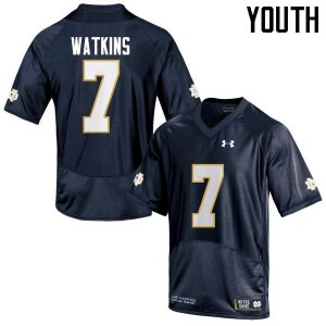 Notre Dame Fighting Irish Youth Nick Watkins #7 Navy Blue Under Armour Authentic Stitched College NCAA Football Jersey TAE2799XF